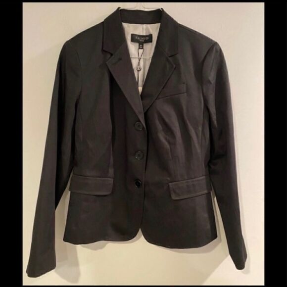 TALBOTS SHINY BLACK BLAZER JACKET 10 - Picture 2 of 5